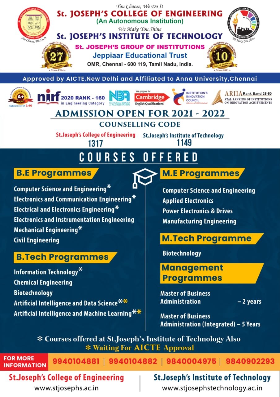 Admission - St.Joseph's Institute of Technology